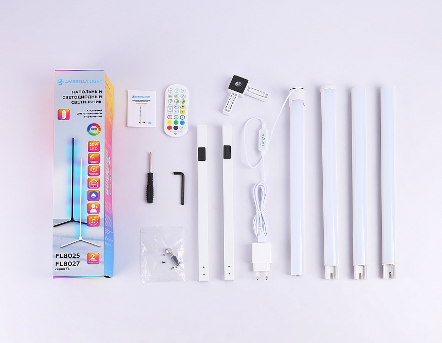 FL8025 WH белый LED 20W RGB D32*1650 (ПДУ РАДИО 2.4G) FL8025 WH белый LED 20W RGB D32*1650 (ПДУ РАДИО 2.4G)