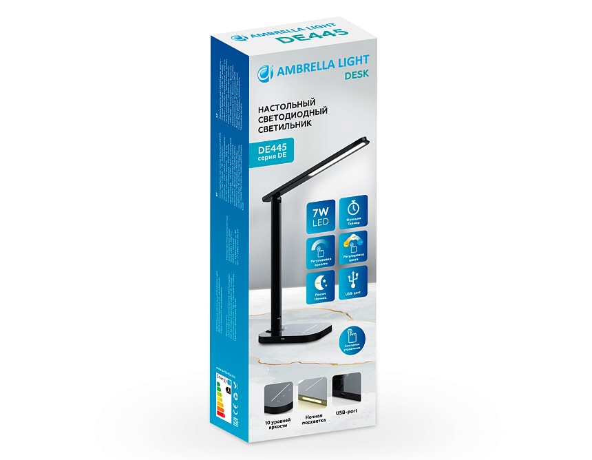 DE445 BK черный LED 3000-6400K 7W