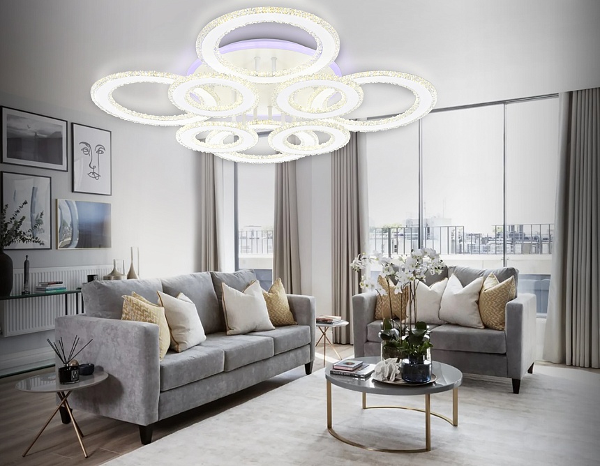 FA8854/4+4 WH белый 208W 3000K+6400K/3000K/6400K/4200K+4200K 750*750*120 (ПДУ РАДИО 2.4G)