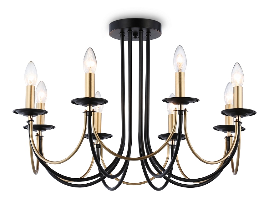 TR9622/8 BK/CGD черный/золото E14/8 max 40W D700*450