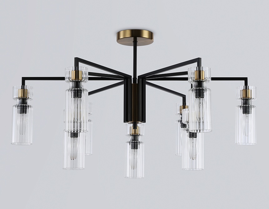 LH56117/9 BK/BS/CL черный/латунь/прозрачный E14*9 max 40W D765*440