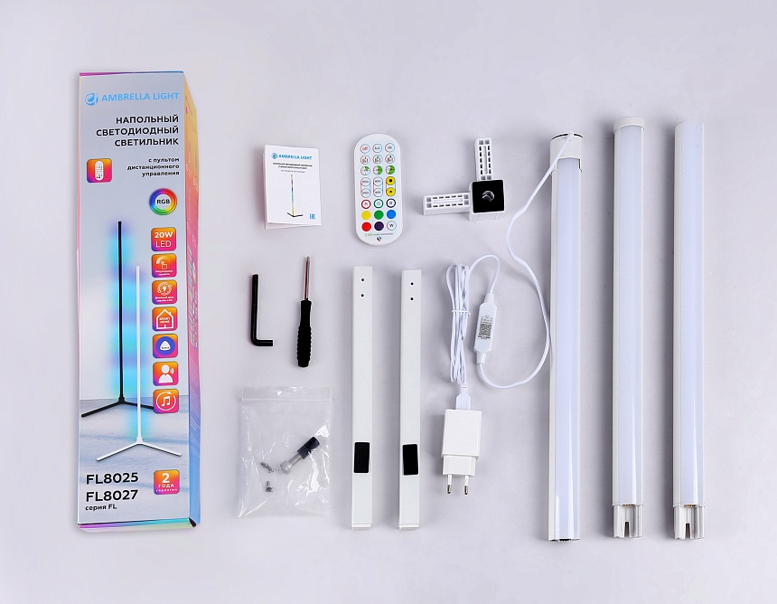 FL8020 WH белый LED 15W RGB D32*1250 (ПДУ РАДИО 2.4G) FL8020 WH белый LED 15W RGB D32*1250 (ПДУ РАДИО 2.4G)