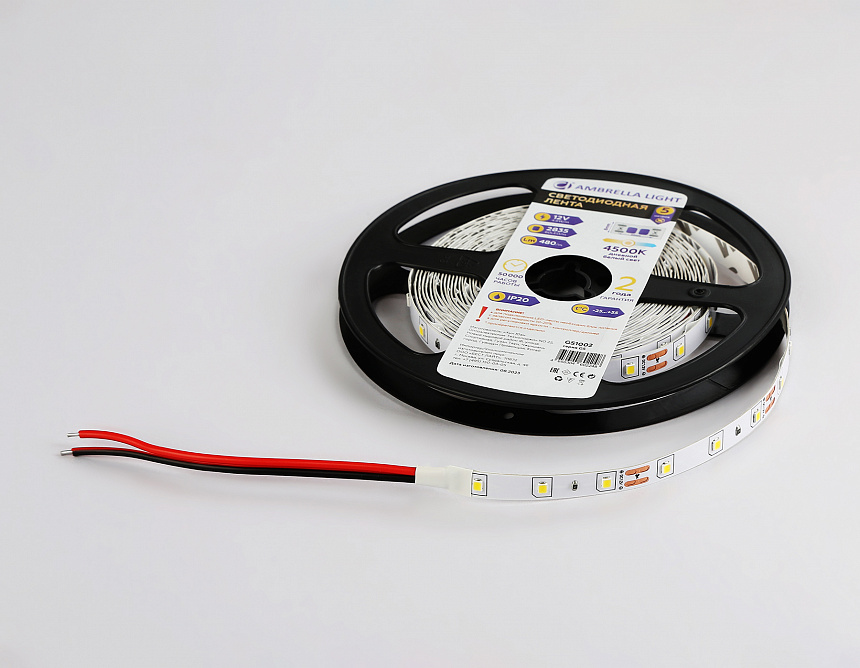 GS1002 2835 60Led/ 4.8W m/ 12V IP20 4500K/ 5000*8*1.2mm (2 конт.) GS1002 2835 60Led/ 4.8W m/ 12V IP20 4500K/ 5000*8*1.2mm (2 конт.)
