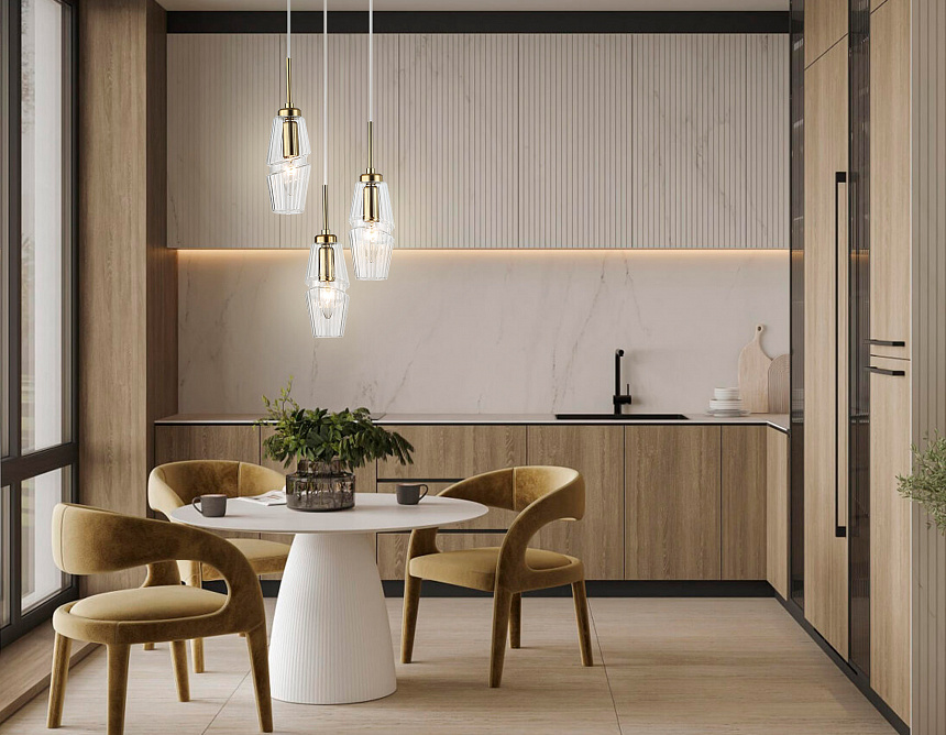 LH55210/3 BS/CL латунь/прозрачный E14*3 max 40W D240*470