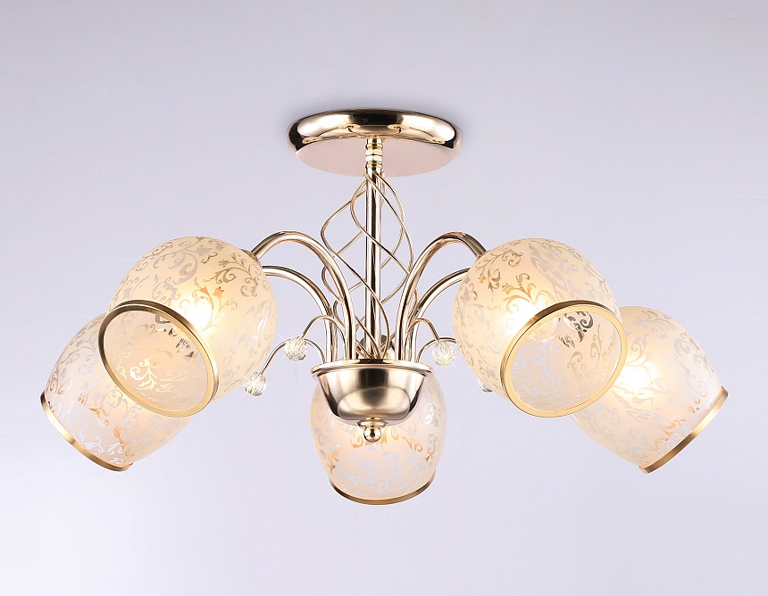 TR3189/5 GD/CL/FR золото/прозрачный/белый матовый E27/5 max 40W D600*285