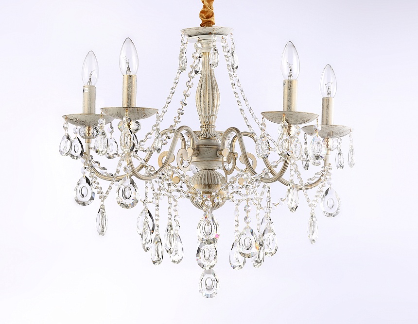 TR4944/5 WH/GD/CL белый/золото/прозрачный E14/5 max 40W D605*565