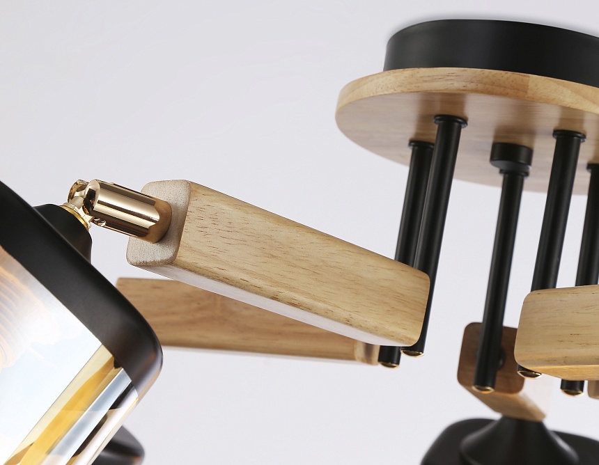 TR9529/5 BK/GD/TI черный/золото/янтарь E27*5 max 40W D670*260