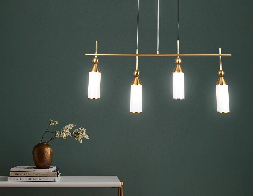 LH55274/4 BS/FR латунь/белый матовый E14*4 max 40W 845*65*1150