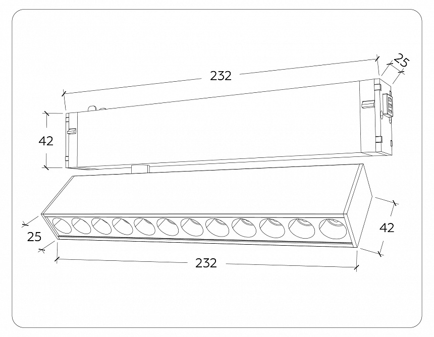 GL1342 BK черный IP20 12W 3000K-6400K 220V 24° 232*25*112 (Без ПДУ)