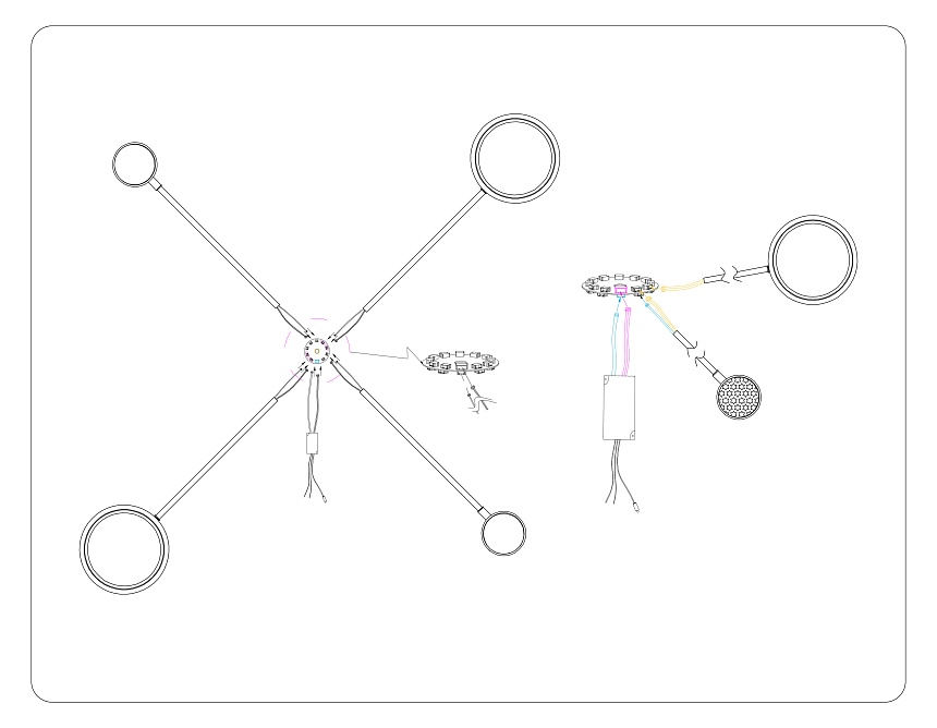 FL51632/4+1 BK/GD черный/золото 3000K-6400K 48W 910*745*300 (ПДУ ИК)