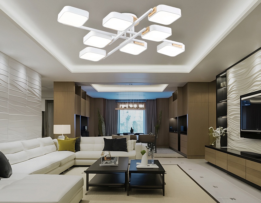 FL4888/8 WH/WD белый/дерево 144W 3000-6000K  960*960*160 (без ПДУ)