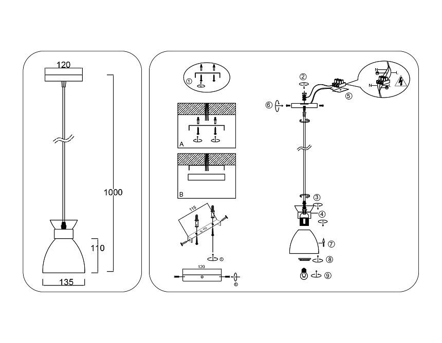 TR8465 WH/FGD белый/золото E27 max 60W D130*1000
