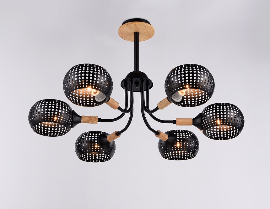 TR80167/6 BK/LWD черный/светлое дерево E14/6 max 40W D690*370