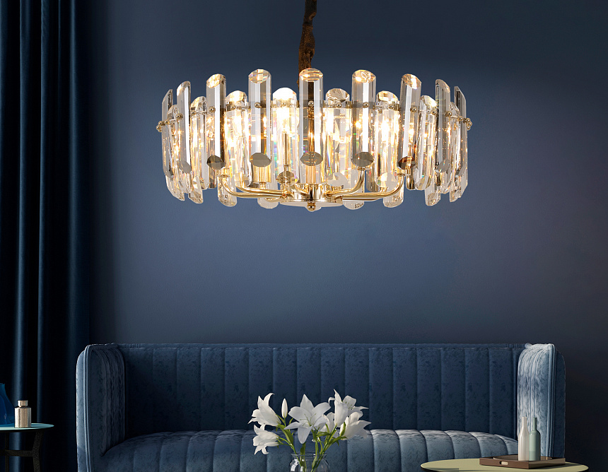 TR5304/8 GD/CL золото/прозрачный E14/8 max 40W D500*615